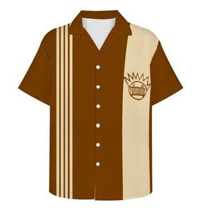 Ween Mens Boognish Retro Design Short Sleeve Button Down Bowling Shirt, Size Lar